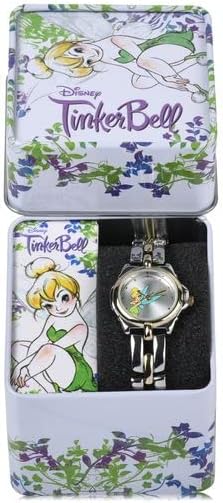 Disney Women's TK2020 Tinkerbell Silver Sunray Dial Two-Tone Bracelet Watch
