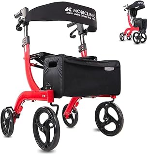 Mobiclinic®, Rollator Walker with Seat, Invicto, One-Hand Folding, Disability Aids Walkers, Double Braking System, Undefeated, All-Terrain, Walking with Seats and Wheels That Fold, Height Adjustable