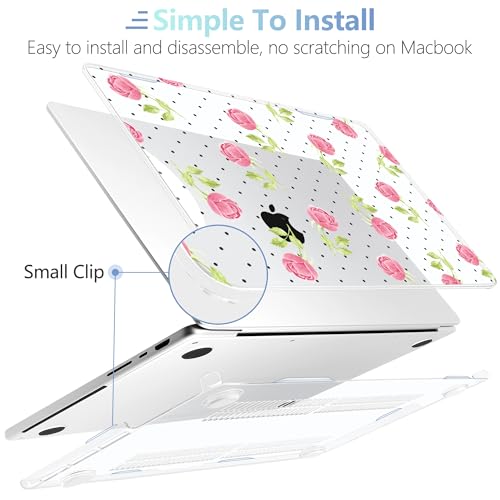 Image of MEEgoodo Case for MacBook Pro 14 inch (M5 /M4 /M3 /M2 /M1) Pro /Max 2026 2025 2024 2023 2021, Case Fit Model A3427 /A3426 /A3434 /A3112 /A3401 /A3185 /A2918 /A2992 /A2779 /A2442,Watercolor Roses&Polka Dots