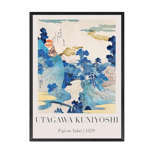 AutumnChi Poster Wall Art Picture Artful Japanese Printable Wall Art Vintage Japan Poster Modern Home and Bedroom Decoration 8X12inch Metal Frame