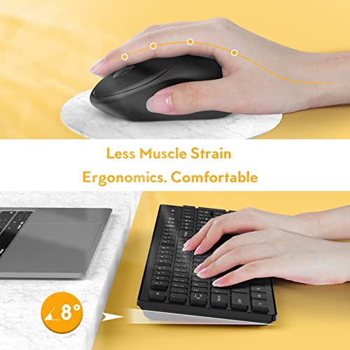 Wireless Keyboard And Mouse, Trueque Silent 2.4Ghz Cordless Full Size Usb Mouse Combo, Long Battery Life, Lag-Free For Computer, Laptop, Pc, Windows, Mac, Chrome Os (Black) #TOP4