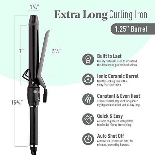 image for Professional Series Curling Iron 1 1/4 inch by MINT | Extra-Long 2-Hea