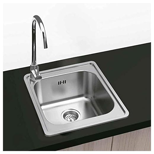 Tokio - Fregadero Encastrar Cuadrado 50 x 50 | 1 Seno | Acero Inoxidable Aisi 304