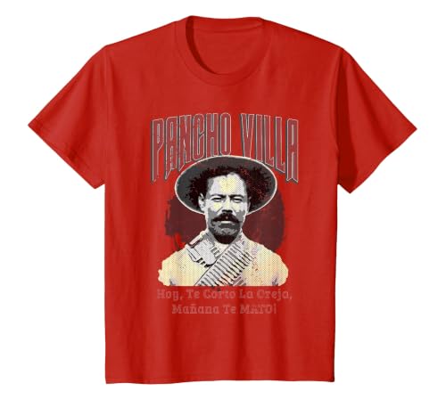 Mexican Revolution General Pancho Villa T-Shirt T-Shirt, Youth, Red, X-Small