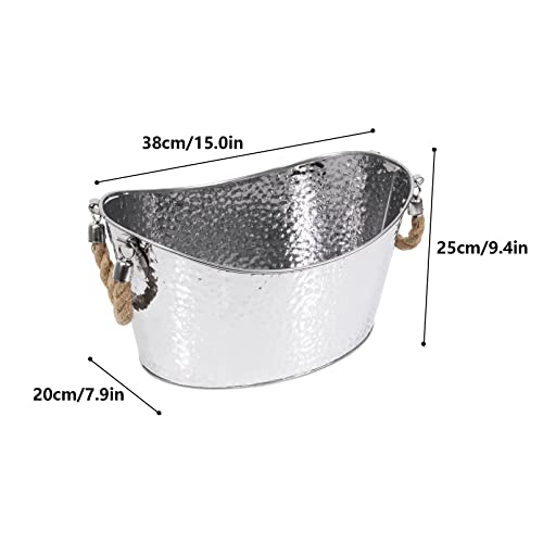 8L Stainless Steel Beverage Tub, Wine Drink Bucket For Parties, Drink Tub With Rope Handles, Large Ice Bucket For Drinks Beverages #TOP1