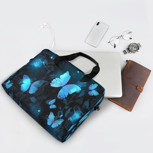 Maletín para laptop con diseño mariposas azul miniatura 7