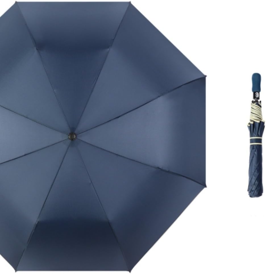 Portable Umbrella for Travel Folding Umbrellas Manual 8-Bone Solid Color Two-fold Umbrella for Men and Women, Both Sunny and Rainy Umbrella Outdoor(Black)