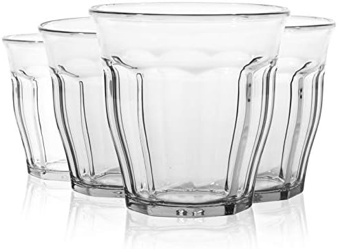 Plastic Tumbler Cups Drinking Glasses - CYKK Acrylic Tumblers Set of 4 Clear Reusable Kitchen Drinkware Dishwasher Safe Bpa Free Hard Rocks Glass Drink Wine Water Juice Cup Sets (275ml)