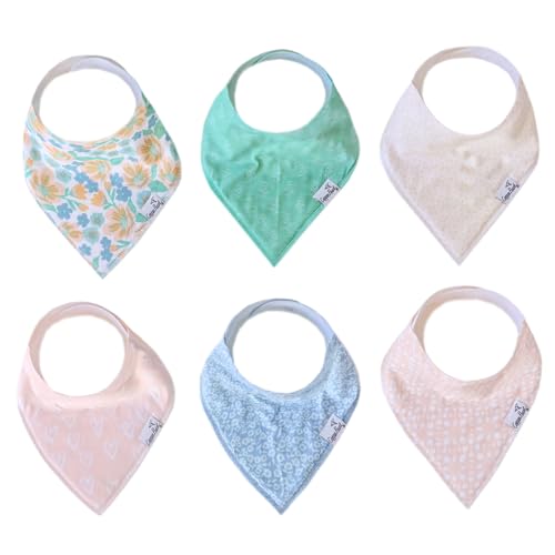 Image of Copper Pearl Baby Bandana Bibs - 6 Pack Soft Cotton Baby Bibs for Drooling and Teething, Absorbent Drool Bibs for Baby Girl, Adjustable to Fit Newborns to Toddlers, Tons of Styles (Sophie Set)