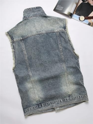 Chaleco vaquero hombre sin mangas casual con flecos cazadora tejana 3