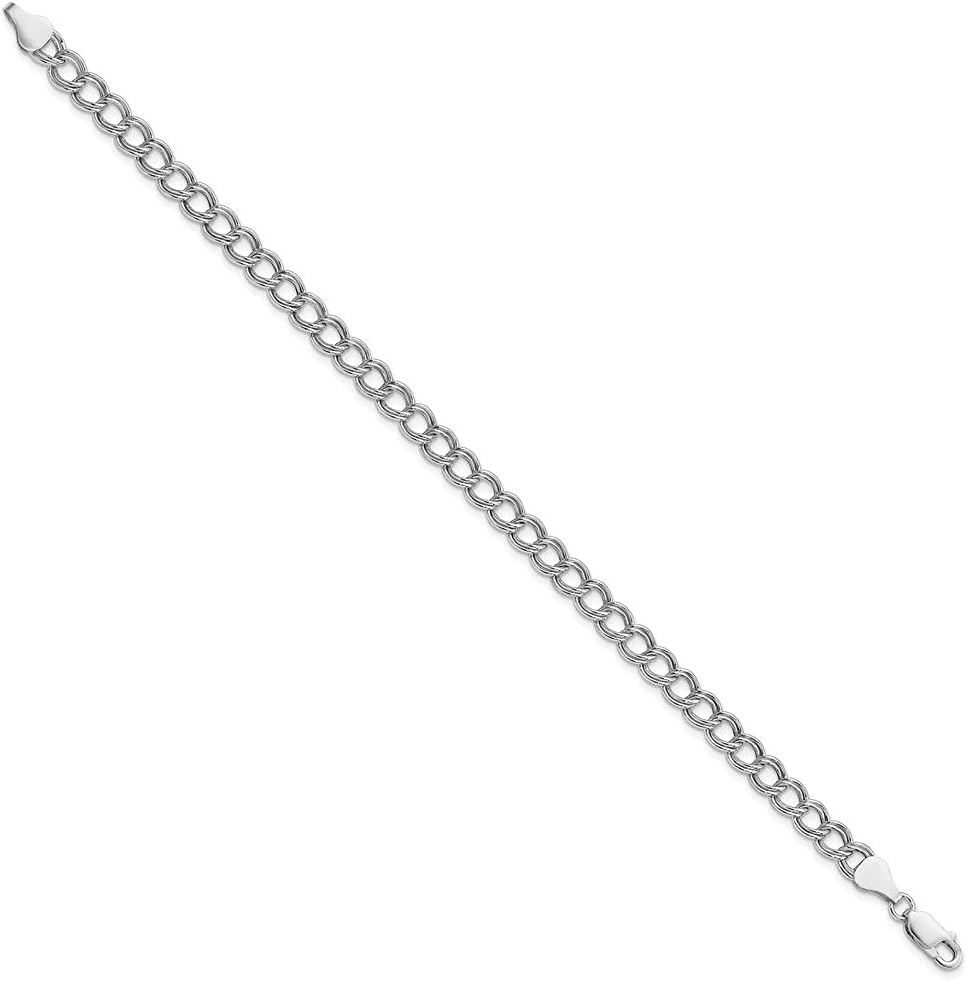 Diamond2Deal Sterling Silver Amore La Vita Rhod-pl 6mm Double Link Charm Bracelet