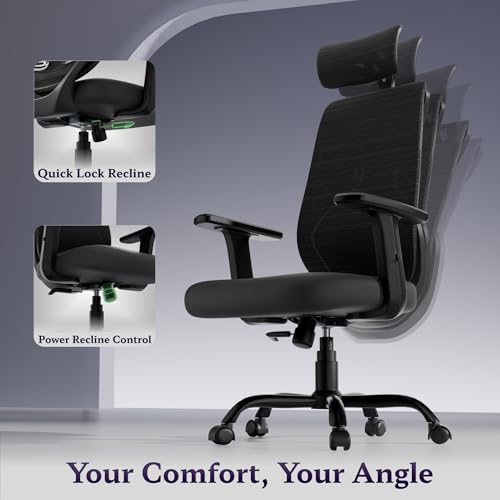 Image of Titan Ergonomic Office Chair for Home & Office | Adjustable Armrests | 120 Recline | Lumbar Support | Thick Cushioned Seat | Heavy-Duty Base | 3 Years Warranty (Black)
