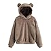 Produktbild Wollpullover Damen,Pullover Teenager Mädchen Hoodie Kapuzenpullover Winter Langarm Teddy Fleece Warm Cute Bear Warm Sweatshirt Riou Günstig