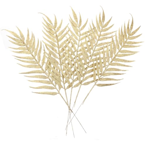 STOBOK Künstliche Weihnachten Picks Glitzer Blätter Stängel Golden...