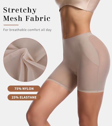 Weygur Shapewear Shorts for Under Dresses Women Body Shaper Tummy Control Slip Shorts Smooth Underwear Thigh Slimmer Nude M — view 3