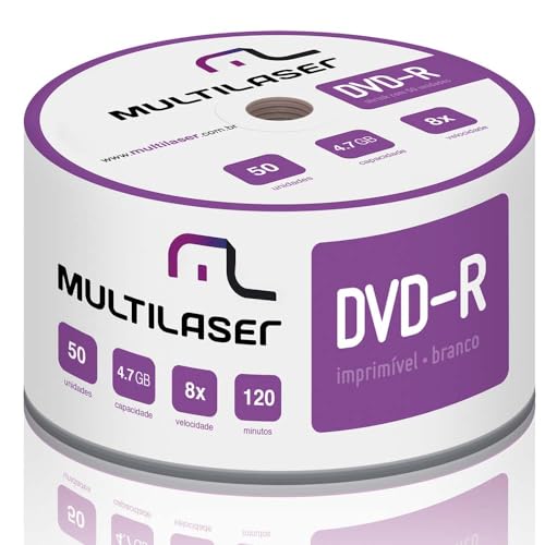 Midia DVD-R Vel. 16X - 50 Un. Shrink Imprimivel Branco - DV052