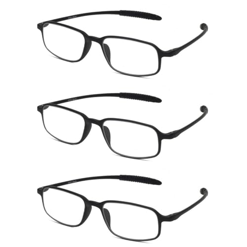 KHYYQUA 3er-Pack Flexibel Lesebrille,Anti-Blaulicht,Klappbar Faltbrillen,Kleine Kompakte Brille,schlagfest, kratzfest, biegbar, rutschfest, Unisex,+2.0
