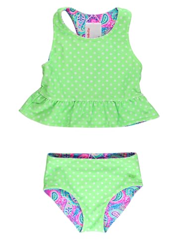 Image of RuffleButts Baby /Toddler Girls UPF50+ Sun Protected Reversible Peplum 2 Piece Sleeveless Tankini