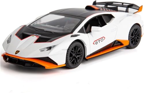 Image of Model 1:24 Big Lamborghini Huracane STO Model Alloy Metal Pull Back Die-cast Car Openable Doors with Sound and Light Vehicle Car Toy for Kids - Multicolor