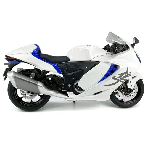 1:9 Scale 2023 Suzuki Hayabusa Motorcycle Model Toy, Plastic and Metal Diecast Toy Motorcycle Bike, Light Effect, Mens Collection, Toys for Boys Kids Gifts, Cake Topper Home Office Decor, White