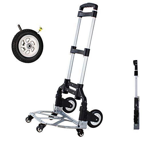 YAODFYL Carro Compra Resistente Plegable de Aleación De Aluminio Ruedas de Marcha Suave con Bandas de Rodadura Blandas y Carga Máxima 68 kg，Plata Carros Dela Compra para Sacos/Carros/Carretillas