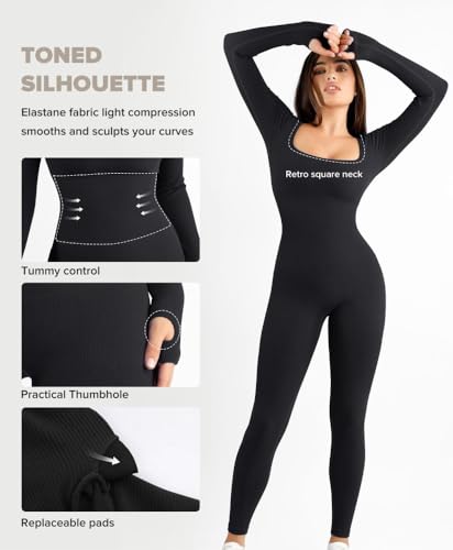 BRXL Long Sleeve Workout Jumpsuits for Women Yoga Pilates Outfits Black-XS - image 4