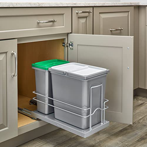 Rev-A-Shelf 5Sbwc-815S-1 Sink Base Double Pull Out Waste Containers With Reduced Depth For Trash And Recyclables With Soft Close Slides #TOP1