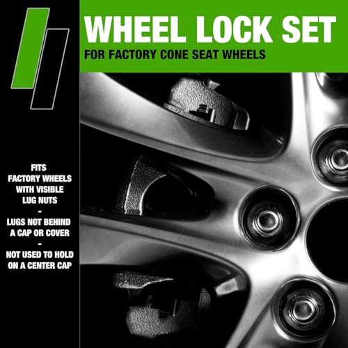 DPAccessories Locking Lut Nuts Compatible with 2005-2009 Kia Spectra5 | for Factory Aluminum Wheels Only | Set of 4 Black Wheel Locks & 1 Key | DKISP502F-BK/LK1