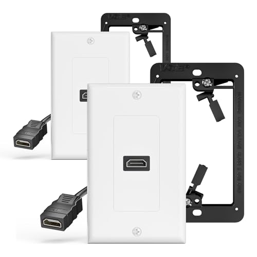 VCELINK HDMI Wall Plate 1-Port 4K HDMI Outlet Wall Plate with Low Voltage Mounting Bracket Supports 4K@60 Hz HDR ARC HDMI Wall Plate Pass Through for Home Theater (2 Pack)