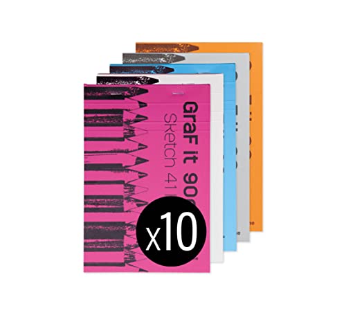 Clairefontaine 96621C Bloc Agrafé GraF'it, 80 Feuilles Papier Dessin Croquis Uni, Feuilles Détachables, A5 14,8x21 cm 90g