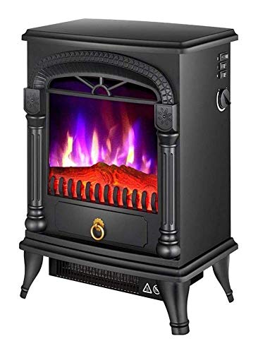 Elektroherd Heizung mit Holzofen Flammeneffekt Sicherheit Cut-Out-System Wohnzimmer Stand 2 Heizstufen (schwarz) E liuchang20