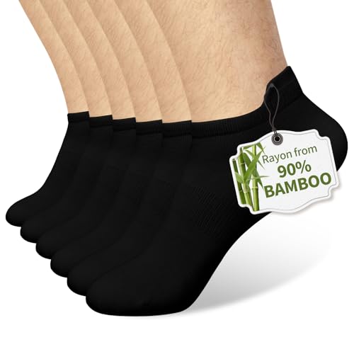 COZYOFFI Ankle Socks Low Cut: 6 Pairs Summer Rayon from 90% Bamboo - Adult Men Size 6-15 for Athletic Running