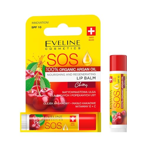 Eveline SOS Argan Oil Nourishing and Regenerating Lip Balm SPF 10 Cherry