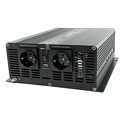 SOLARTRONICS Spannungswandler NM2000 12V 2000 Watt SCHWARZ - 4000 Watt Spitzenleistung - Wechselrichter 12v auf 230v - Blei- oder AGM-Batterie kompatibel - mit Schuko- & USB Anschluss