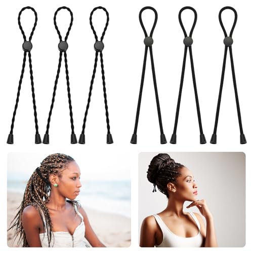 6 Pcs Adjustable Bungee Hair Ties for Afro Puffs & Ponytails