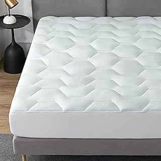 EHEYCIGA Small Double Memory Foam Mattress Topper Mattress Protector, Cooling Gel Bamboo Soft Quilted Mattress Cover Pad with Extra Deep Pocket 38cm, 122x190cm, White