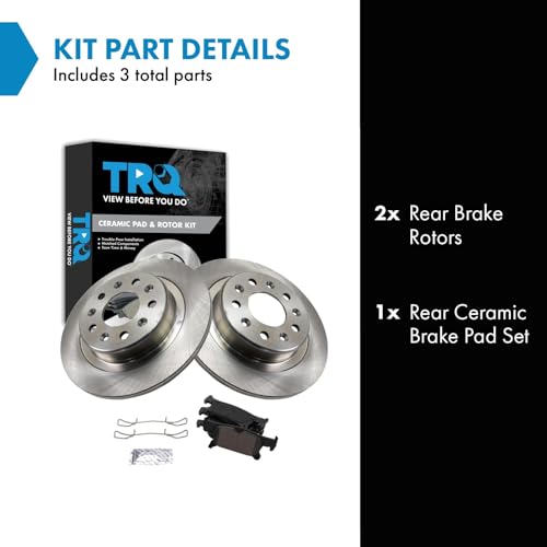 Image of TRQ Rear Brake Pad and Rotor Set Ceramic Compatible with 2017-2018 Buick Envision