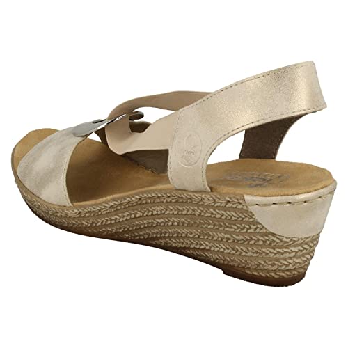 Image of Rieker 624H6 Fanni Women's Wedge Sandals - Lightweight, Comfortable and Supportive - Slip On Sandals with Cushioned Insole and High Wedge for Everyday Stylish Wear
