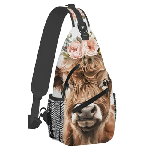 Bolso Sling Highland Cow para Hombre y Mujer Ajustable miniatura 1