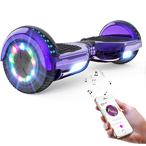 Hoverboards 6,5 Zoll für Kinder Elektro Skateboard mit Bluetooth LED Flash Elektroroller mit blinkenden Rädern Spielzeug und Geschenk