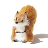 Realistic Furry Squirrel, Simulation Squirrel Faux Fur Easter Basket Stuffers Decoration Lifelike Plush Tree Rodent With Bushy Tail Lifelike Animal Woodland Home Decor Christmas Table (3.1 Inch)