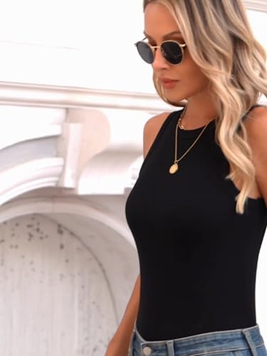 1 Pcs Women'S Sleeveless High Neck Ribbed Vest I-Shaped Cute Slim Fit And Soft - Summer Casual Control Vest3