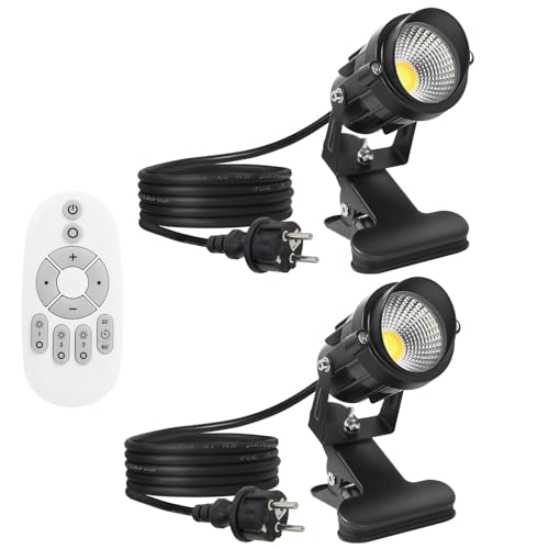 Monsing 7W LED Strahler 3 Farbtemperaturen mit Clip 2m Kabel mit Stecker Led Garten Beleuchtung Gartenleuchte Gartenstrahler Rasenstrahler IP65 Wasserdicht für Outdoor Hof Rasen (3 Farben)