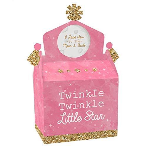 Big Dot of Happiness Pink Twinkle Twinkle Little Star Treat Box Party Favors Baby Shower or Birthday Party Goodie Gable Boxes