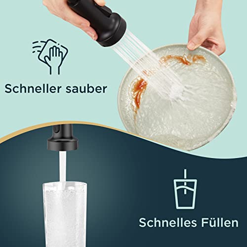 FORIOUS Wasserhahn Küche, Hoher Bogen Hochdruck Küchenarmatur mit Herunterziehen Brause Armatur, Mischbatterie Spültischarmatur Küchenarmaturen, 360° Schwenkbar Zwei Sprühfunktionen, Schwarz