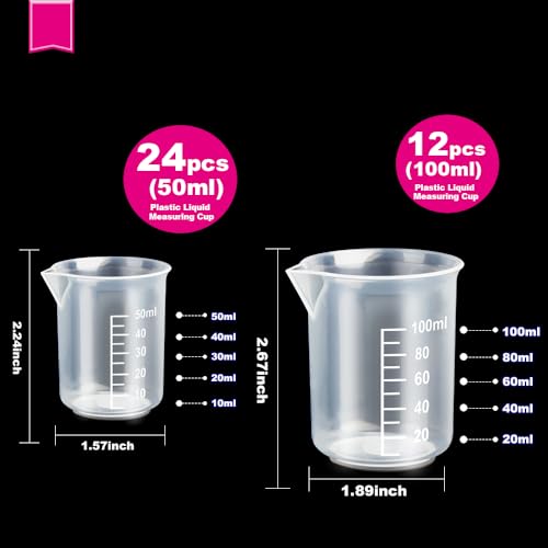 Kit de 36 vasos medidores de plástico para resina miniatura 2