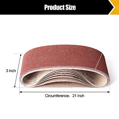 Boshcraft 3 X 21 Inch Sanding Belts, 21 Pack Belt Sander Paper 40/60/80/120/180/240/400 Grits Assortment Sanding Belt For Belt Sander Premium Knife Sharpening Woodworking Metal Polishing #TOP4
