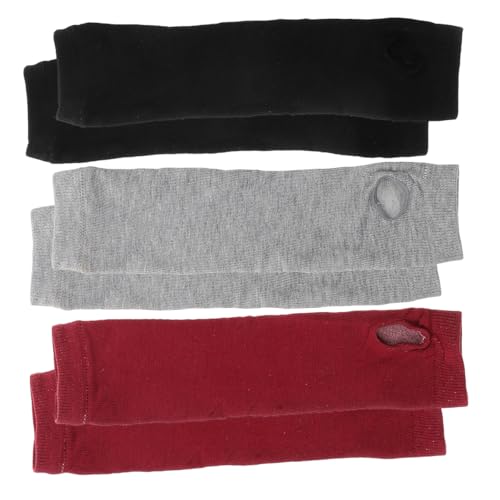 VALICLUD 3 Paar Fingerlose Armstulpen Damen Aus Baumwollmischgewebe Mit Daumenloch Lange DüNne Strickhandschuhe FüR ÜBergang Winter FrüHling Herbst Flexibel Komfortabel
