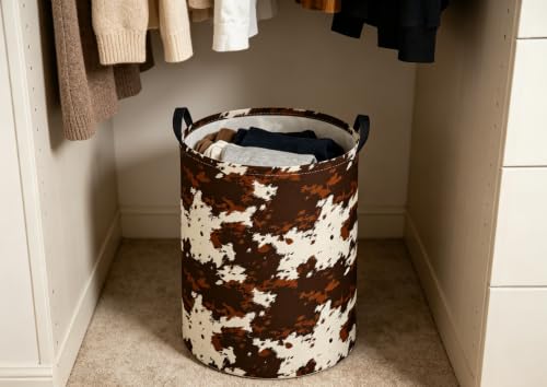 Image of Baby Laundry Hamper kids laundry Basket Waterproof Laundry Bag for Bedroom Clothes Organizer Room Decor(Cow Pattern)