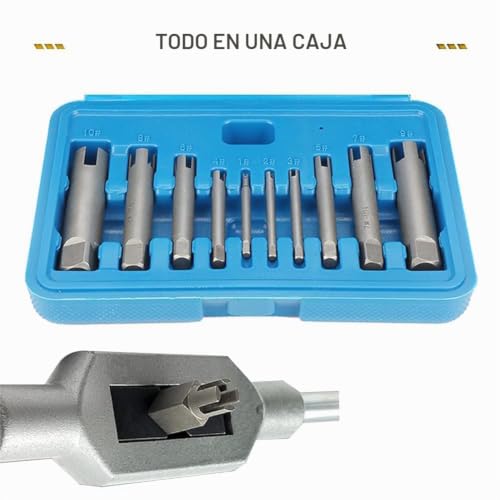 Miniatura 7 de Tyenaza Extractor De Machos Rotos, Extractor De Tornillos Dañados, 10 Piezas Juego De Extractor De Machos De Rosca Pelado, Extractor De Grifo Para Reparación El Hogar, Mantenimiento De Equipos